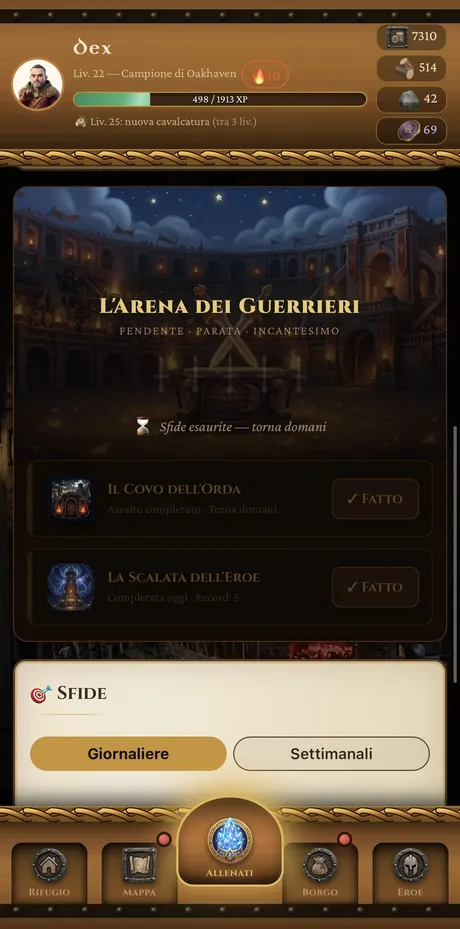 Schermata Arena